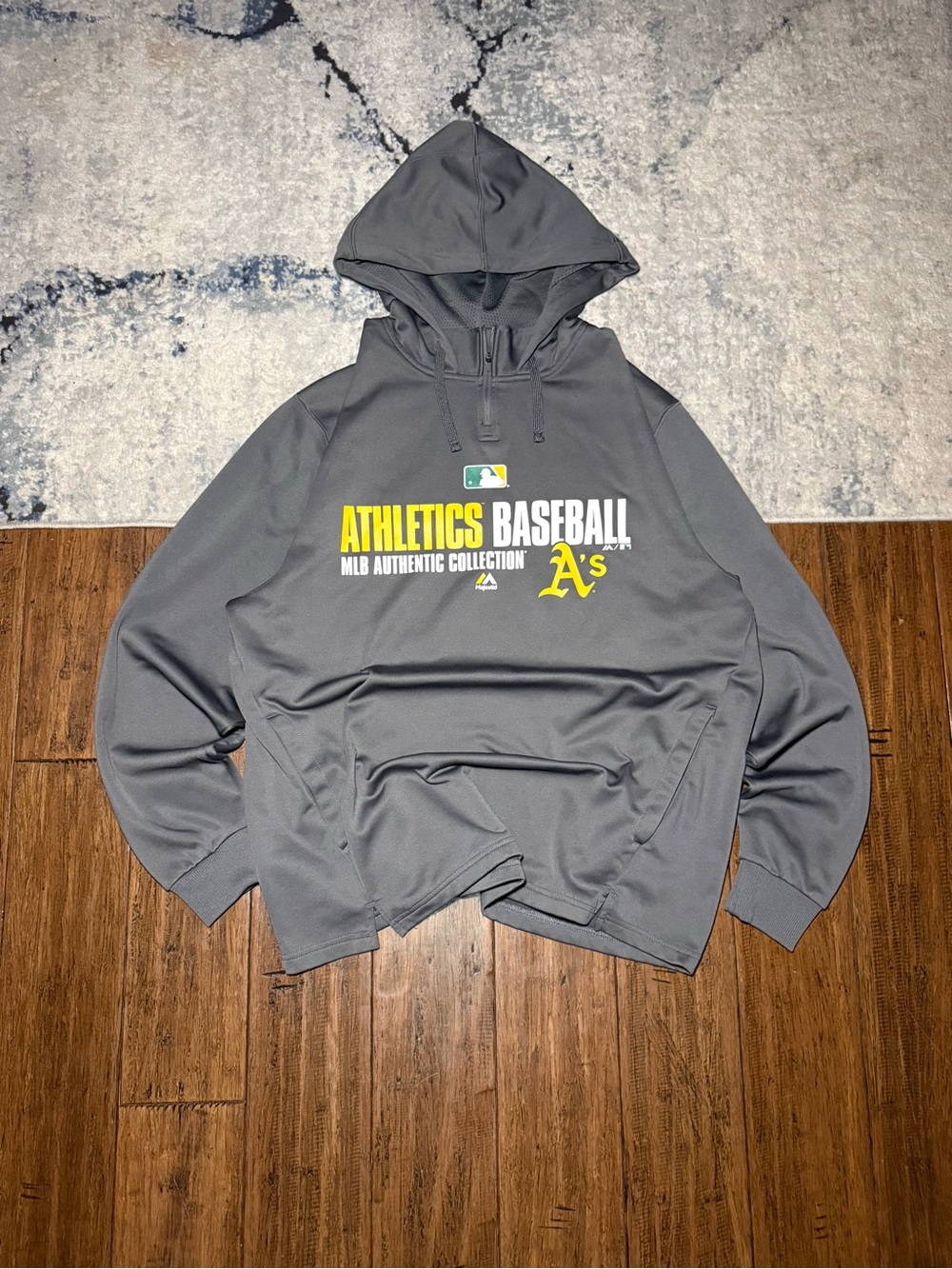 Majestic Athletics Baseball Gray Pullover Hoodie - Large